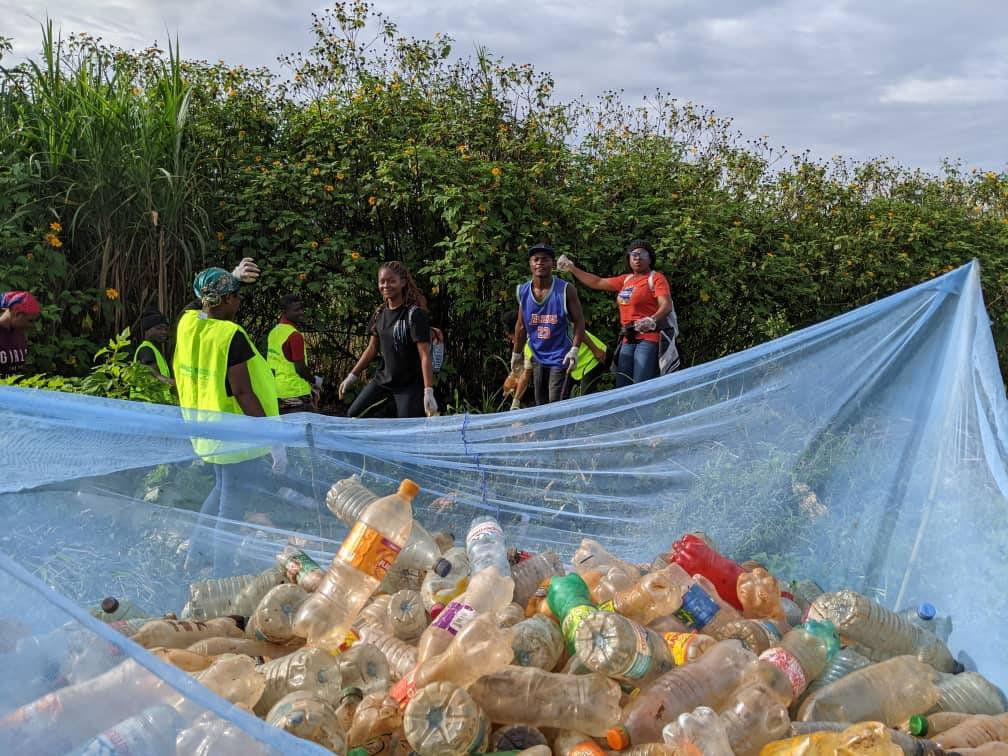 Picture of bottles selected from a river on world environment day 2023 in Bamenda